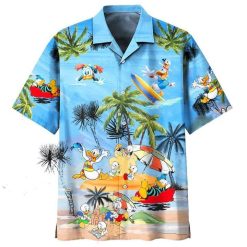 Donald Duck Hawaiian, Cartoon Shirts, Hawaiian Sleeve Shirts HA33