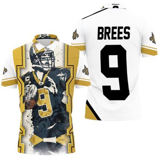 Drew Brees New Orleans Saints Paint Style Polo Shirt  All Over Print Shirt 3d T-shirt