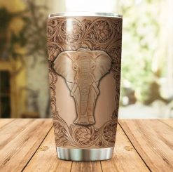 Elephant Leather Gift For Lover Day Travel Tumbler All Over Print