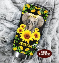 Elephant Sunflower Personalized Gift For Lover Day Travel Tumbler