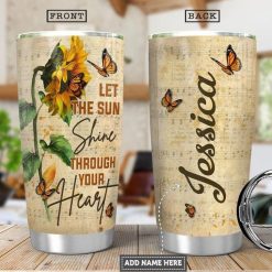 Elephant Sunflower Personalized Let The Sunshine Through Your Heart Gift For Lover Day Travel Tumbler All Over Print