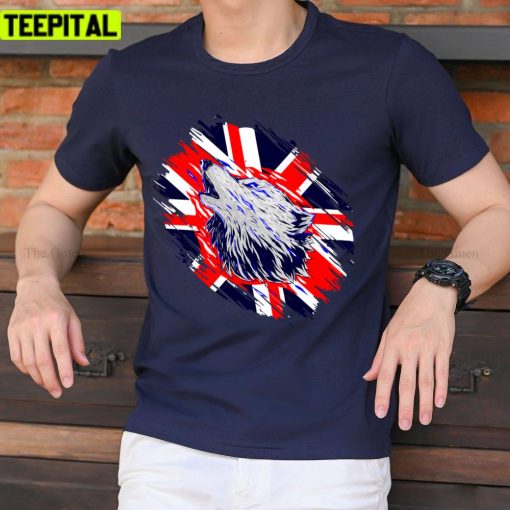 English Wolf Uk Union Jack Great Britain 1 Unisex T-Shirt