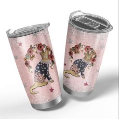 Fashion Cat Embroidered Glitter Gift For Lover Day Travel Tumbler