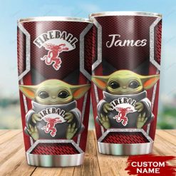 Fireball Baby Yoda Custom Name 999 Gift For Lover Day Travel Tumbler