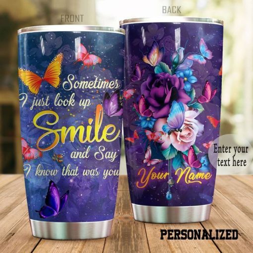 Flower Butterfly Personalized Gift For Lover Day Travel Tumbler