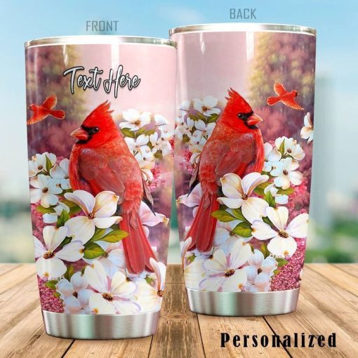 Flower Cardinal Personalized Gift For Lover Day Travel Tumbler