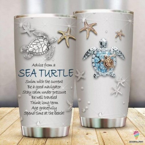 Gift For Turtle Lover Silver Turtle Travel Tumbler All Over Print