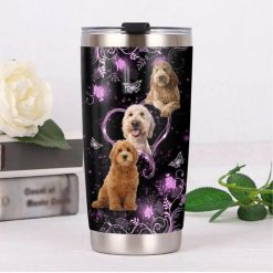 Golden Doodle Dog  Pink Heart Gift For Lover Day Travel Tumbler