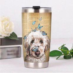 Goldendoodle Dog Butterfly Newspaper Gift For Lover Day Travel Tumbler