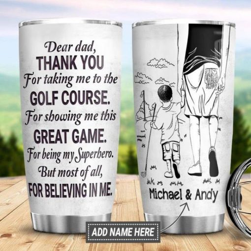 Golf Daddy And Baby Son Personalized Gift For Lover Day Travel Tumbler