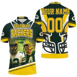 Green Bay Packers Aaron Rodgers 12 And Brett Favre 4 For Fans Personalized Polo Shirt All Over Print Shirt 3d T-shirt