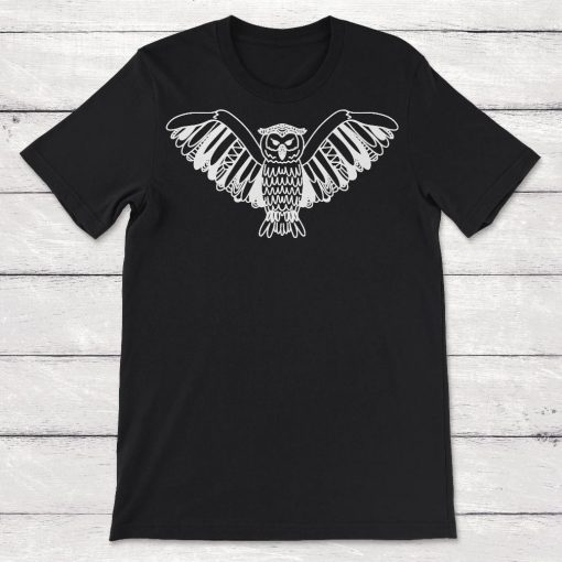 Hand Drawn Owl Clip Art Intricate Owl Design Unisex T-Shirt