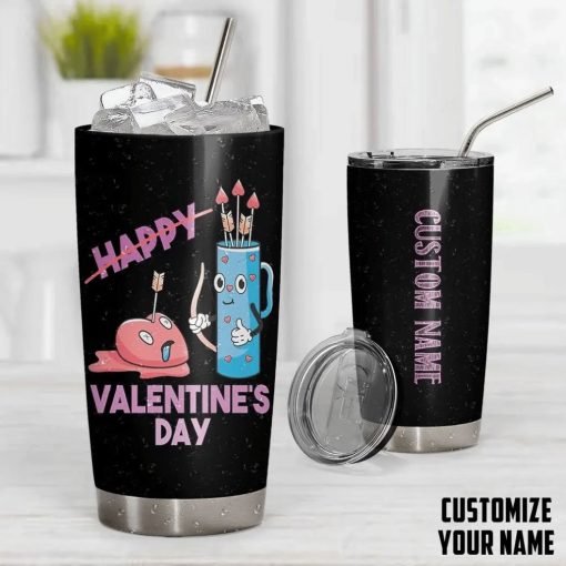 Happy Valentines Day Custom Name Gift For Lover Day Travel Tumbler