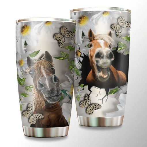 Horse Funny Sweet Autums Butterfly Gift For Lover Day Travel Tumbler