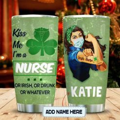 Irish Nurse Personalized Kiss Gift For Lover Day Travel Tumbler