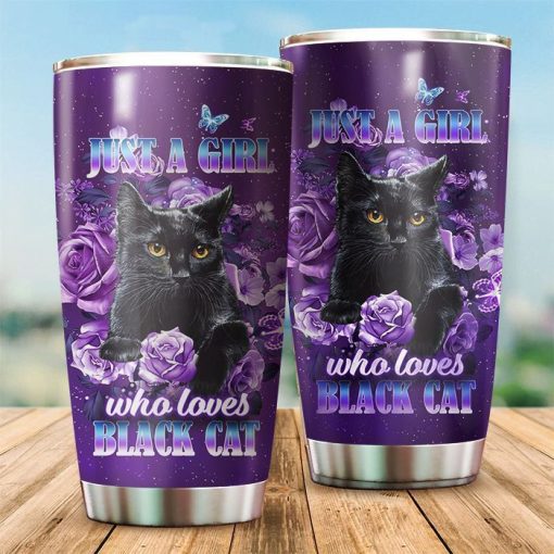 Just A Girl Who Loves Black Cat Gift For Lover Travel Tumbler