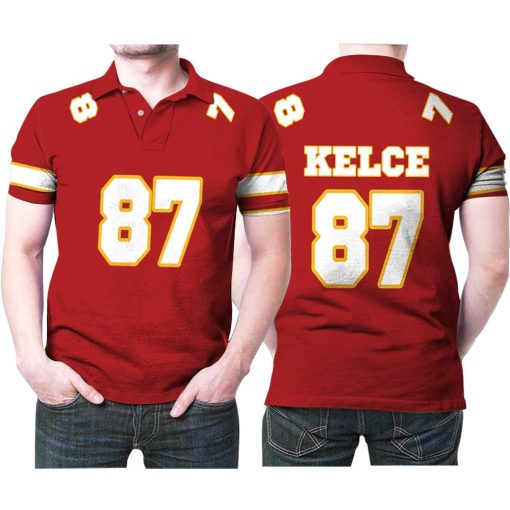 Kansas City Chiefs Travis Kelce 87 Great Player Red Game Jersey Style Gift For Chiefs Fans Kelce Lovers Polo Shirt All Over Print Shirt 3d T-shirt