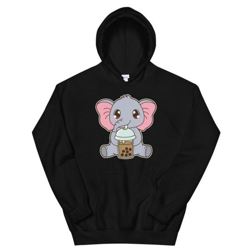 Kawaii Cute Boba Elephant Animal Lover Asian Food Foodie Classic Bubble Pearl Milk Tea Unisex Hoodie