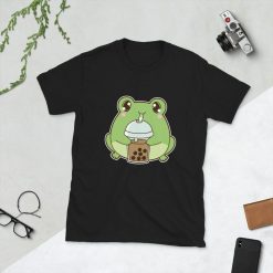 Kawaii Cute Boba Frog Toad Amphibian Animal Lover Asian Food Foodie Classic Bubble Pearl Milk Tea Short-Sleeve Unisex T-Shirt