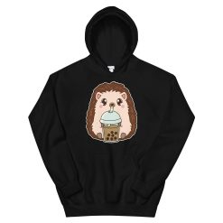 Kawaii Cute Boba Hedgehog Porcupine Animal Lover Asian Food Foodie Classic Bubble Pearl Milk Tea Unisex Hoodie