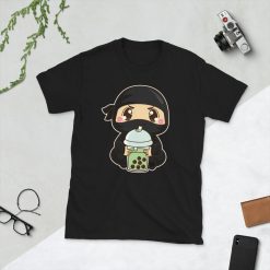 Kawaii Cute Boba Ninja Asian Foodie Food Lover Matcha Green Bubble Pearl Milk Tea Short-Sleeve Unisex T-Shirt