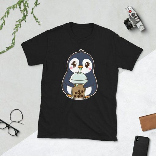 Kawaii Cute Boba Penguin Bird Animal Lover Asian Food Foodie Classic Bubble Pearl Milk Tea Short-Sleeve Unisex T-Shirt