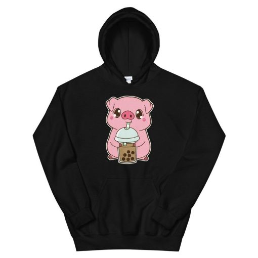 Kawaii Cute Chinese Zodiac Year of the Pig Asian Food Foodie Classic Boba Bubble Pearl Milk Tea Unisex Hoodie