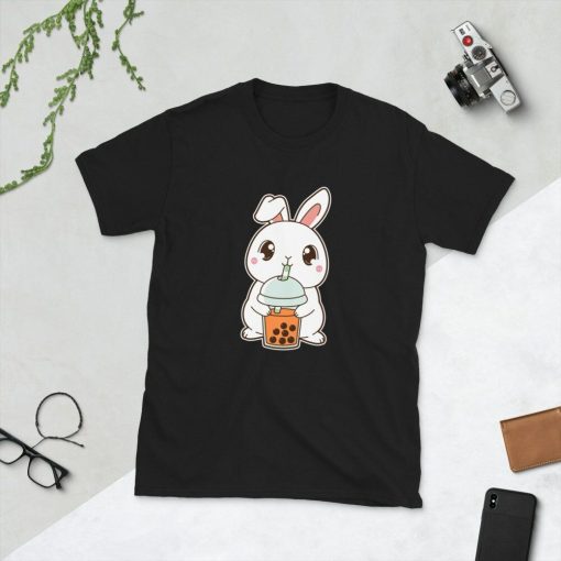 Kawaii Cute Chinese Zodiac Year of the Rabbit Asian Food Foodie Thai Iced Tea Boba Bubble Pearl Milk Tea Short-Sleeve Unisex T-Shirt