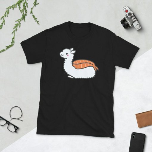 Kawaii Cute Sushi Llama Alpaca Shrimp Salmon Nigiri Sashimi Lover Asian Food Foodie Short-Sleeve Unisex T-Shirt