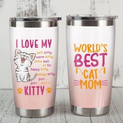 Kitty Mom I Love My Best Cat Mom Gift For Lover Day Travel Tumbler