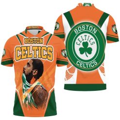 Kyrie Irving 11 Boston Celtics Orange Background Polo Shirt All Over Print Shirt 3d T-shirt