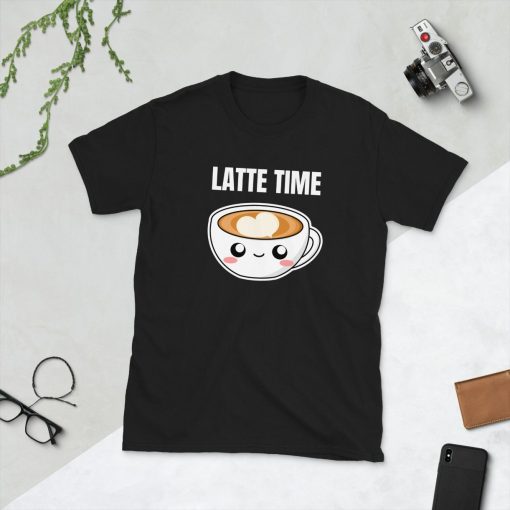 Latte Time Iced Coffee Espresso Caffeine Cafe Lover Kawaii Cute Food Foodie Funny Pun Gift Idea Birthday Present Short-Sleeve Unisex T-Shirt