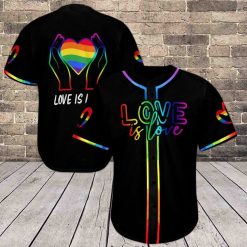LGBT Hand hold heart Love is love Baseball Shirt