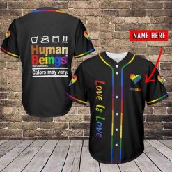 LGBT Humand Beings Colors vary Love is Love Personalized Name Baseball Jersey shirt