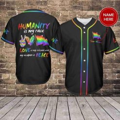 LGBT Humanity Love Peace Custom Name Baseball Jersey shirt