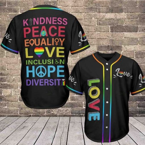 LGBT Love Equality Kindness Peace Baseball Jersey shirt