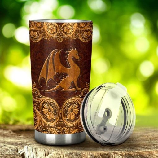 Love Dragon Woden Fake 3d Printed Gift For Lover Day Travel Tumbler