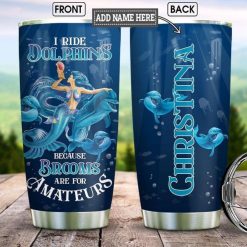 Mermaid Dolphins Personalized Ocean Gift For Lover Day Travel Tumbler