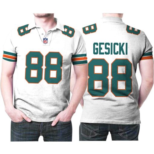 Miami Dolphins Mike Gesicki #88 Nfl American Football White 2019 Alternate Game 3d Designed Allover Custom Gift For Dolphins Fans Polo Shirt