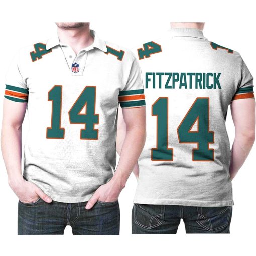 Miami Dolphins Ryan Fitzpatrick #14 Nfl American Football White 2019 Alternate Game 3d Designed Allover Custom Dolphins Fans Polo Shirt