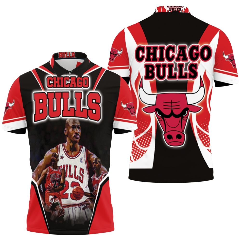 Chicago Bulls Michael Jordan 23 Legend Player Nba Basketball Team Logo Black  Background 3d Designed Allover Gift For Bulls Fans Polo Shirt – Teepital –  Everyday New Aesthetic Designs