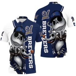 Milwaukee Brewers Jack Skellington And Zero Polo Shirt All Over Print Shirt 3d T-shirt