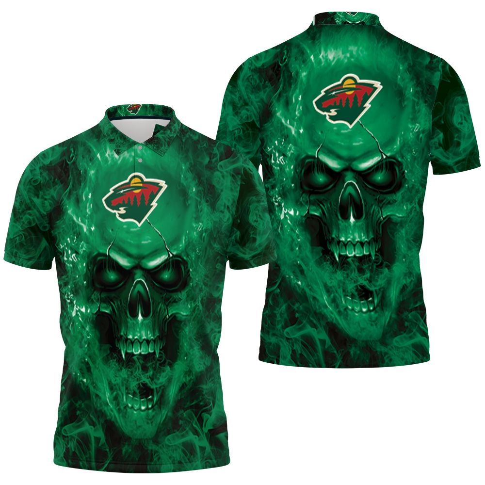 Minnesota Wild Nhl Fans Skull Polo Shirt All Over Print Shirt 3d T-shirt
