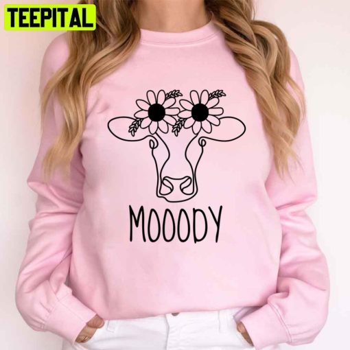 Moody Sunflower Cow Unisex T-Shirt