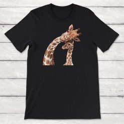 Mother And Baby Animals Watercolor Giraffe Mom And Giraffe Baby Unisex T-Shirt