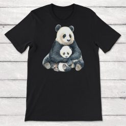 Mother And Baby Animals Watercolor Panda Mom And Panda Baby Pandas Unisex T-Shirt