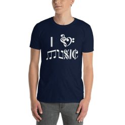 Music Theory Notation Art I Love Music Bass Treble Clef Heart Classical Symbols Composer Songwriter Orchestra Band Musician Gift T-Shirt