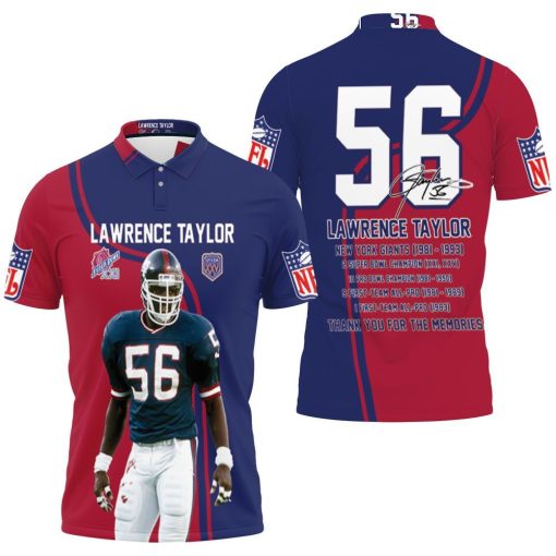 New York Giants Lawrence Taylor 56 Signature 3d Jersey Polo Shirt All Over Print Shirt 3d T-shirt