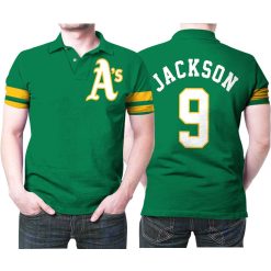 Oakland Athletics Reggie Jackson 9 Mlb Baseball 2020 Green Jersey Style Gift For Athletics Fans Polo Shirt All Over Print Shirt 3d T-shirt