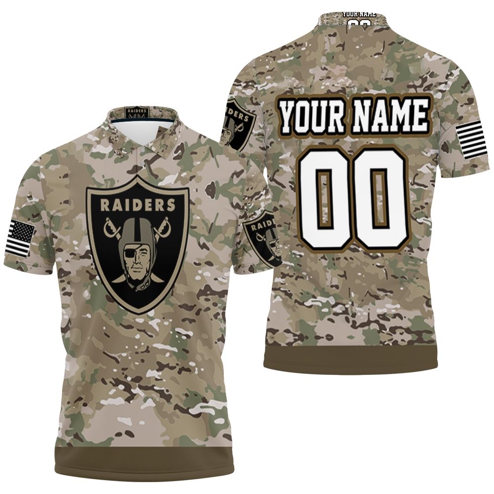 Oakland Raiders Camo Pattern 3d Personalized Polo Shirt All Over Print Shirt 3d T-shirt